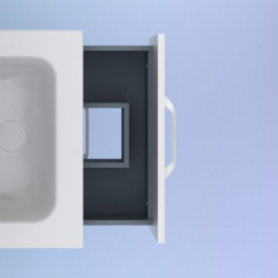 comprar Conjunto Hone Mueble Baño Blanco Brillo 50cm 2 Cajones + Lavabo y Espejo. online - Amizuva