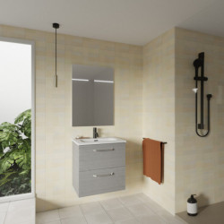 comprar Conjunto Hone Mueble Baño Gris Arenado 50cm 2 Cajones + Lavabo y Espejo. online - Amizuva