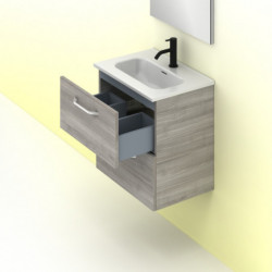 comprar Conjunto Hone Mueble Baño Gris Arenado 50cm 2 Cajones + Lavabo y Espejo. online - Amizuva