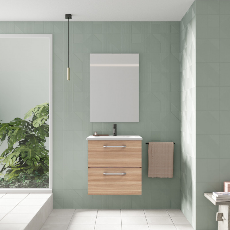 comprar Conjunto Hone Mueble Baño Nogal Arenado 50cm 2 Cajones + Lavabo y Espejo. online - Amizuva comprar Conjunto Hone Mueble Baño Nogal Arenado 50cm 2 Cajones + Lavabo y Espejo. online - Amizuva