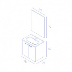 comprar Conjunto Aneko Mueble Baño Blanco Brillo 50cm 2 Puertas + Lavabo y Espejo. online - Amizuva