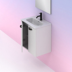 comprar Conjunto Aneko Mueble Baño Blanco Brillo 50cm 2 Puertas + Lavabo y Espejo. online - Amizuva