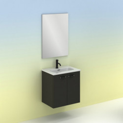 comprar Conjunto Aneko Mueble Baño Antracita Brillo 50cm 2 Puertas + Lavabo y Espejo. online - Amizuva