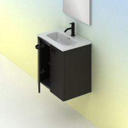 comprar Conjunto Aneko Mueble Baño Antracita Brillo 50cm 2 Puertas + Lavabo y Espejo. online - Amizuva