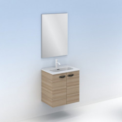 comprar Conjunto Aneko Mueble Baño Nogal Arenado 50cm 2 Puertas + Lavabo y Espejo. online - Amizuva
