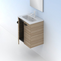 comprar Conjunto Aneko Mueble Baño Nogal Arenado 50cm 2 Puertas + Lavabo y Espejo. online - Amizuva