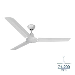 Ventilador de techo modelo mini industrial blanco potencia: 60w aspas: ø120cm con controlador de pared edm