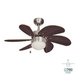 comprar Ventilador de techo modelo aral wengue/niquel satinado potencia: 50w aspas: ø76cm edm online - EDM