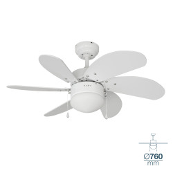 Ventilador de techo modelo aral blanco potencia: 50w aspas: ø76cm edm