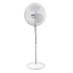 Ventilador de pie con base circular blanco potencia: 45w aspas: ø40cm altura regulable 110-130cm edm