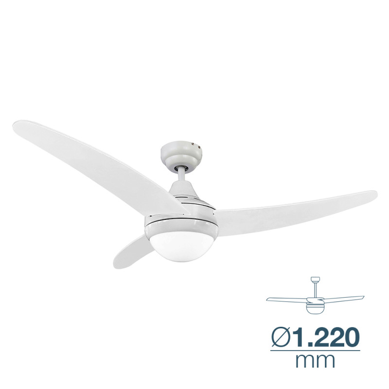 Ventilador de techo modelo egeo blanco potencia: 60w aspas: ø122cm con mando a distancia edm