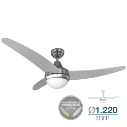 Ventilador de techo modelo egeo cromado potencia: 60w aspas: ø122cm con mando a distancia edm