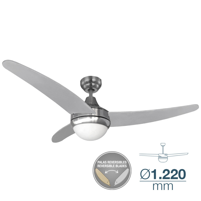 comprar Ventilador de techo modelo egeo cromado potencia: 60w aspas: ø122cm con mando a distancia edm online - EDM comprar Ventilador de techo modelo egeo cromado potencia: 60w aspas: ø122cm con mando a distancia edm online - EDM
