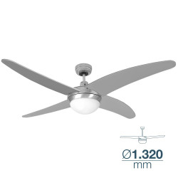 Ventilador de techo modelo caspio plateado/niquel potencia: 60w aspas: ø132cm con mando a distancia edm