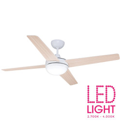 Ventilador de techo de led modelo chukotka madera/blanco potencia: 28w aspas: ø132cm con mando a distancia edm