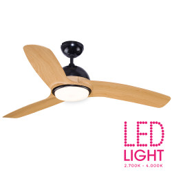 comprar *ult.unidades*ventilador de techo de led modelo laptev imitacion madera/negro potencia: 28w aspas: ø132cm con mando a...