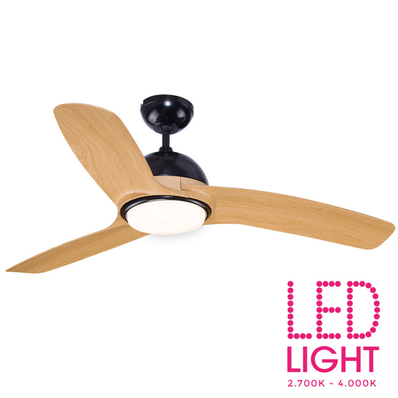 comprar *ult.unidades*ventilador de techo de led modelo laptev imitacion madera/negro potencia: 28w aspas: ø132cm con mando a...
