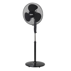 Ventilador de pie con base circular negro potencia: 45w aspas: ø40cm altura regulable 110-130cm edm