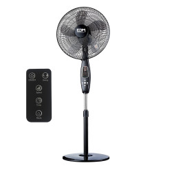 Ventilador de pie con mando a distancia negro potencia: 60w aspas: ø40cm altura regulable 110-130cm edm