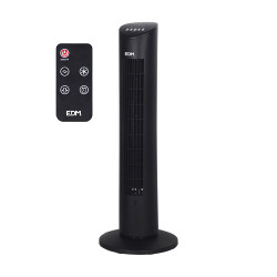 Ventilador de torre. potencia: 60w con mando a distancia. negro 28x78,3cm edm