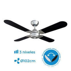 comprar *ult.unidades*ventilador de techo modelo balear negro/cromado potencia: 50w aspas: ø102cm con mando a distancia edm o...
