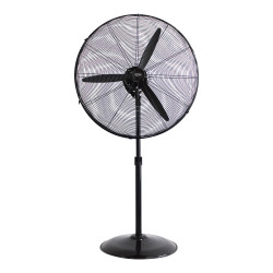 Ventilador de pie industrial oscilante. con base circular negro potencia: 180w aspas: ø60cm altura regulable 117-156cm edm