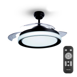 Ventilador techo de led modelo atlas negro potencia: 28+35w aspas: ø106cm con mando a distancia philips