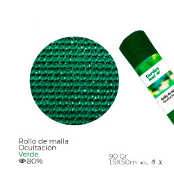 Rollo de malla de ocultacion color verde 90gr 1,5x50m edm