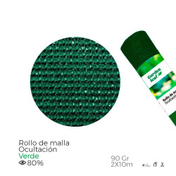 Rollo de malla de ocultacion color verde 90gr 2x10m edm