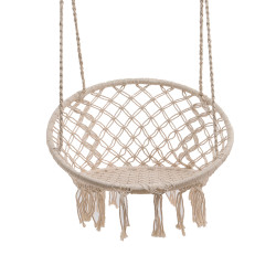 comprar Columpio de algodon modelo bali con flecos ø82x123cm color crema online - DECORIS