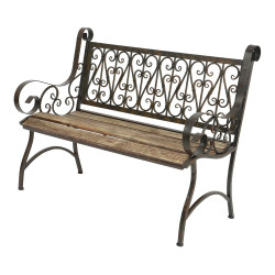 comprar Banco de hierro con asiento de madera 115x59x91cm modelo: bordeaux online - NO DISPONIBLE