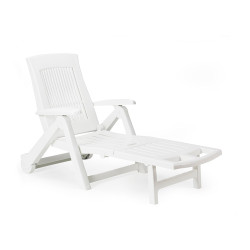 comprar Tumbona plegable con ruedas. color: blanco 72x195x101cm modelo: zircone ipae progarden online - IPAE PROGARDEN