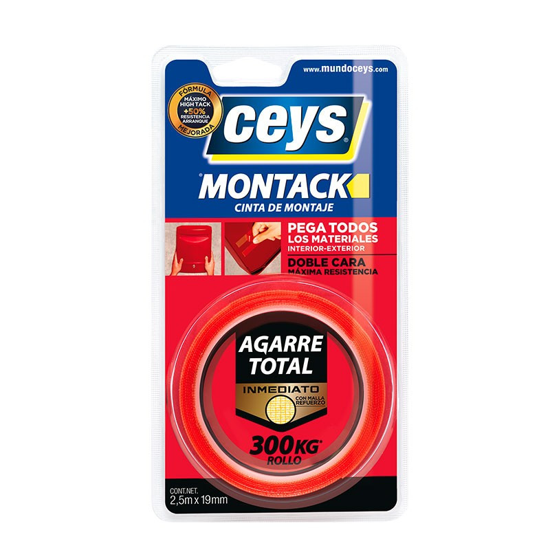 Montack Agarre Total Inmediato Cinta 2,5 mt x 19 mm. Ceys.