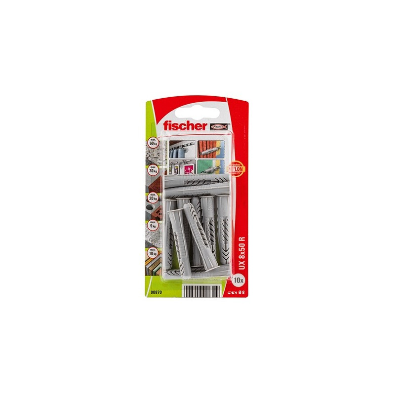 comprar Taco universal UX 8 x 50 R K con reborde Fischer online - Fischer