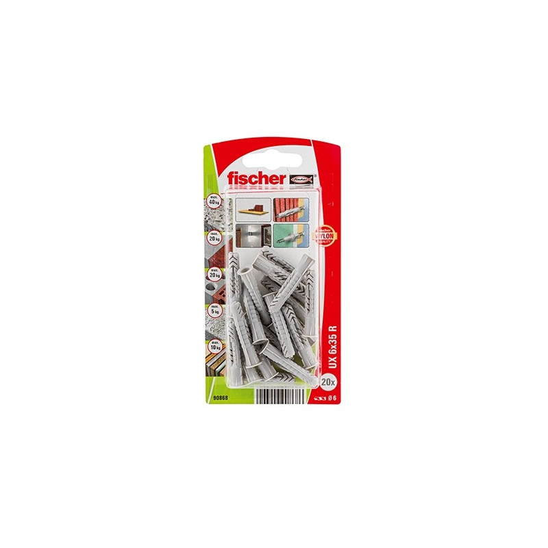 comprar Taco universal UX 6 x 35 R K con reborde Fischer online - Fischer