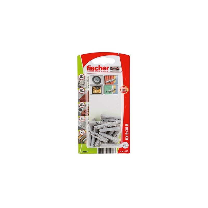comprar Taco universal UX 5 x 30 R K con reborde Fischer online - Fischer