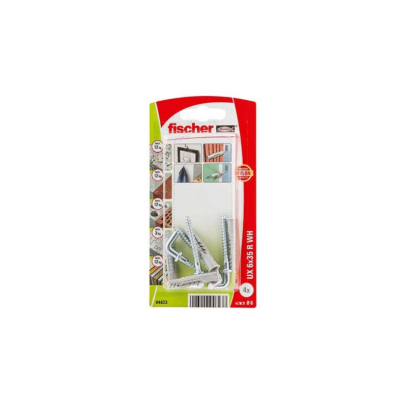 comprar Taco universal UX 6x35 WH K con alcayata Fischer online - Fischer