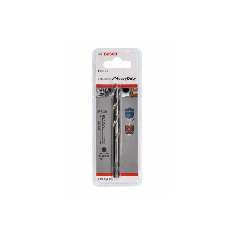 comprar Broca centradora Plus HSS-G Bosch 7.15 x 105mm. online - Bosch