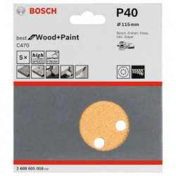 Hoja de lija Bosch Best for Wood and Paint C470 Grano 40 Ø115mm.