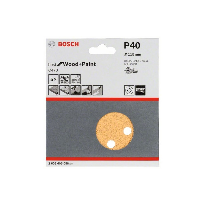 Hoja de lija Bosch Best for Wood and Paint C470 Grano 40 Ø115mm.