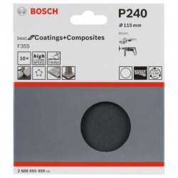 Juego de 10 hojas de lija Bosch Best for Coatings and Composites F355 Grano 115 Ø115mm.