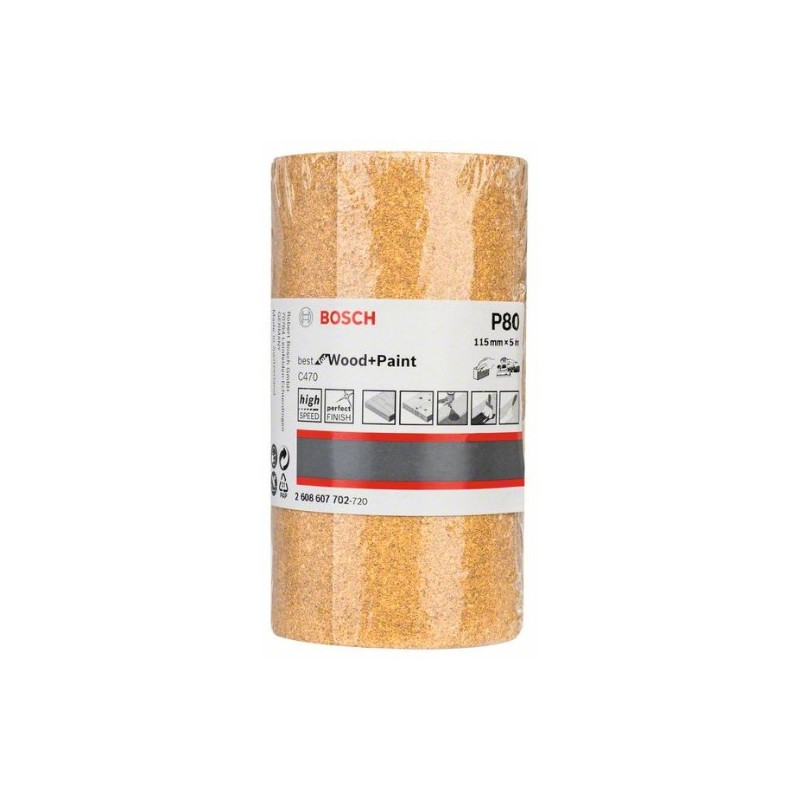 Rollo de lija de papel Bosch Best for Wood and Paint C470 Grano 80