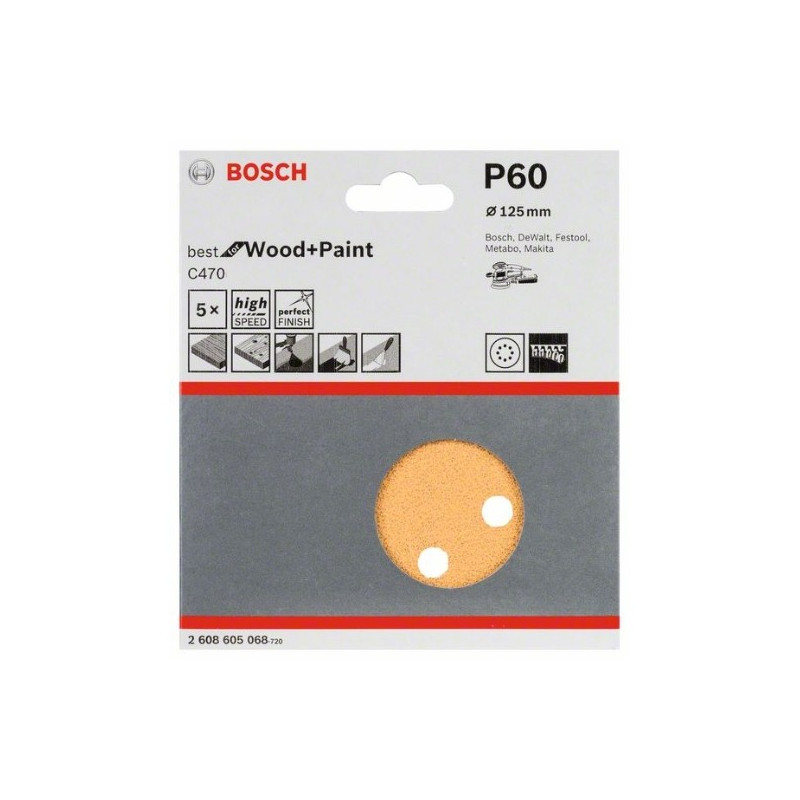 Hoja de lija Bosch Best for Wood and Paint C470 Grano 60 Ø125mm.