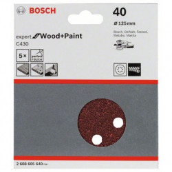 Hoja de lija Bosch Expert for Wood and Paint C430 Grano 40 Ø125mm.