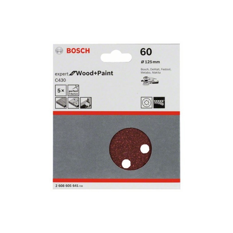 Hoja de lija Bosch Expert for Wood and Paint C430 Grano 60 Ø125mm.