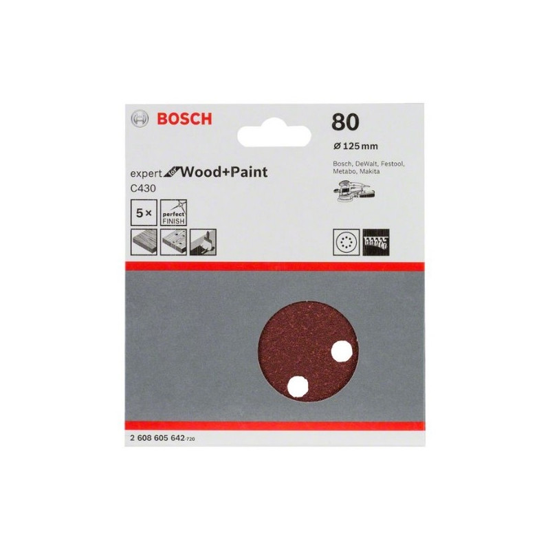 Hoja de lija Bosch Expert for Wood and Paint C430 Grano 80 Ø125mm.