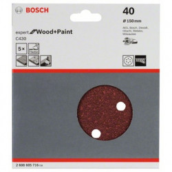 Hoja de lija Bosch Expert for Wood and Paint C430 Grano 40 Ø150mm.