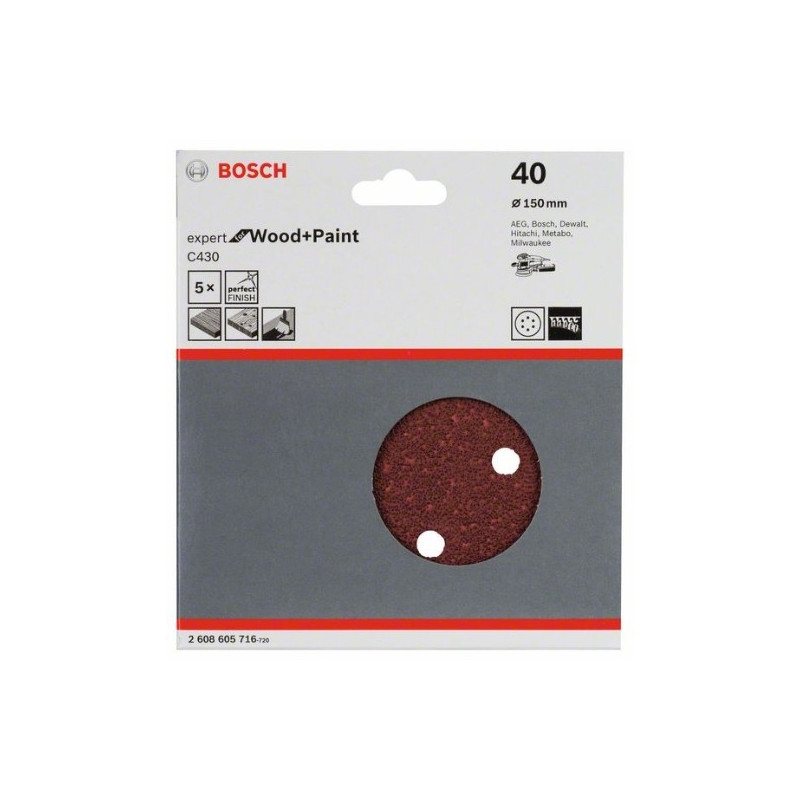 comprar Hoja de lija Bosch Expert for Wood and Paint C430 Grano 40 Ø150mm. online - Bosch