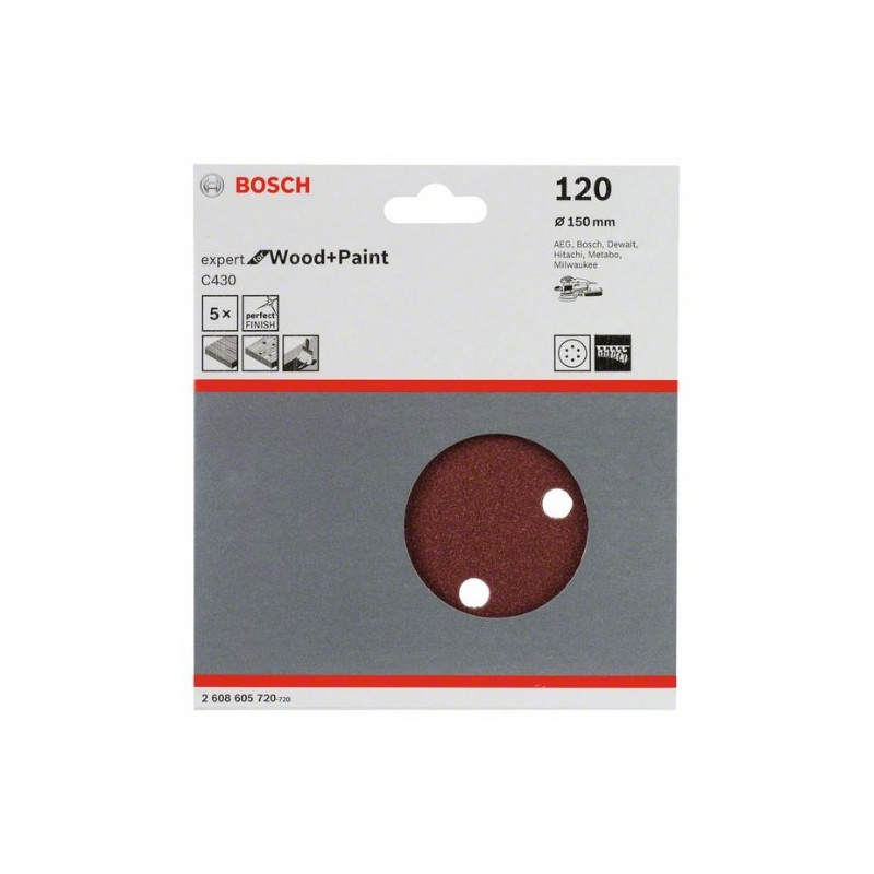 comprar Hoja de lija Bosch Expert for Wood and Paint C430 Grano120 150mm online - Bosch