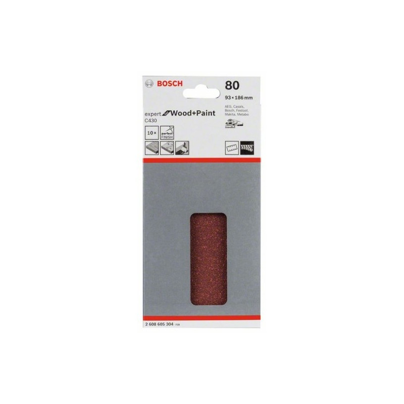 comprar Hoja de lija Bosch Expert for Wood and Paint C430 Grano 80 93x186 mm. online - Bosch